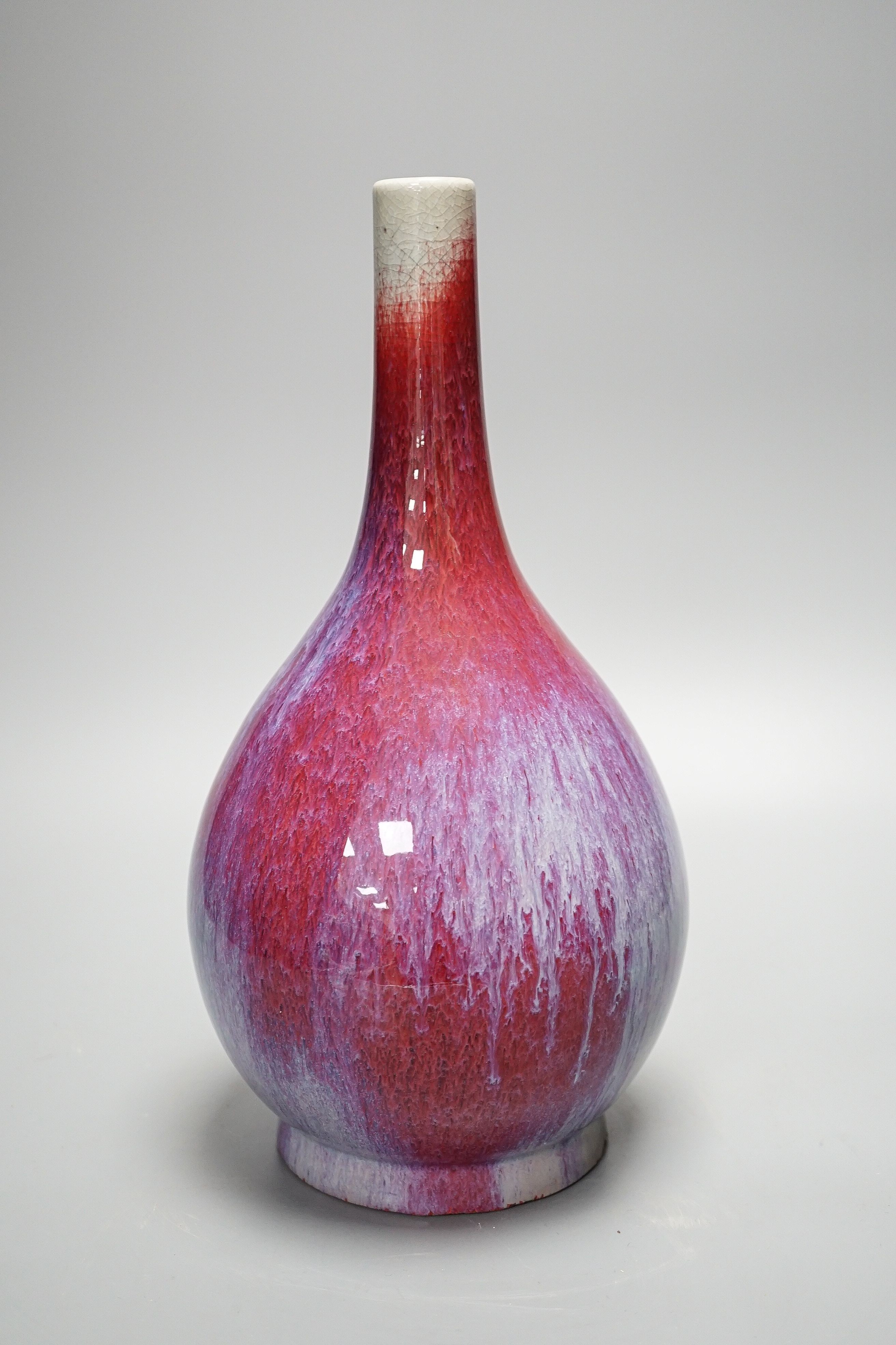 A Chinese flambe glazed bottle vase, height 30cm